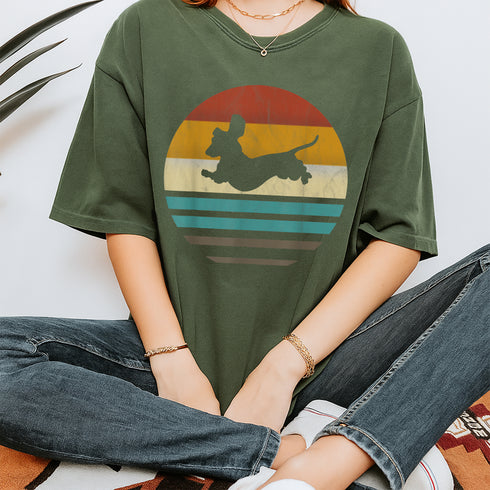 Dachshund Retro Silhouette 70s Grunge Dog Lover T-Shirt Vintage Graphic Top for Men Women - 4