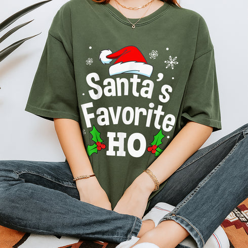 Funny Christmas Santa Naughty Ho Pajama T-Shirt Black Unisex Adult Cotton Polyester Small - 8