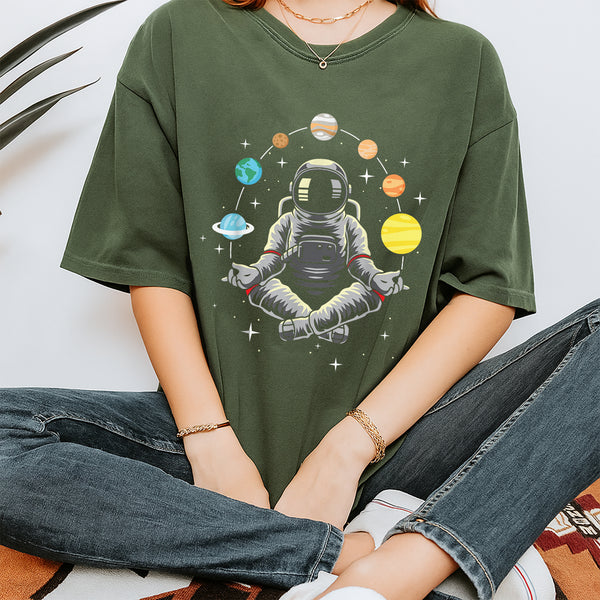 Meditating Astronaut Galaxy Spaceman Cosmos T-Shirt for Space Lovers and Astronomy Fans - 2