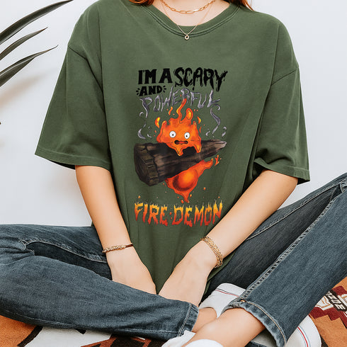 Scary and Powerful Fire Demon T-Shirt for Halloween Costume and Gothic Style Fans - 4