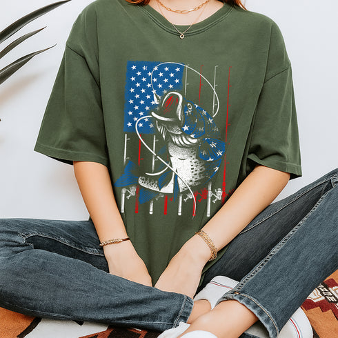 USA Flag Fishing T-Shirt for Men and Women Patriotic Fish Gift for Fishing Lovers - 8