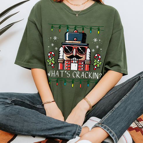 Funny Christmas Nutcracker Whats Crackin T-Shirt Xmas Holiday Tee for Men and Women - 5