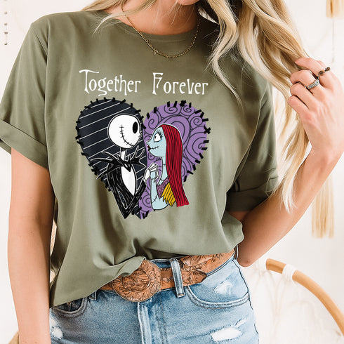 Nightmare Before Christmas Jack and Sally Together Graphic T-Shirt for Adults - 5