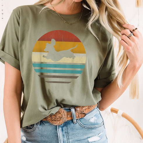 Dachshund Retro Silhouette 70s Grunge Dog Lover T-Shirt Vintage Graphic Top for Men Women - 6