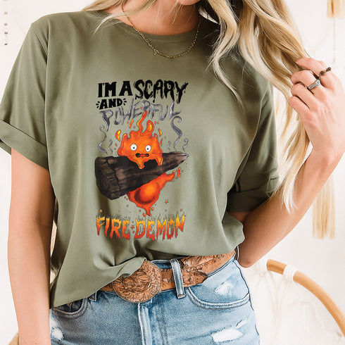 Scary and Powerful Fire Demon T-Shirt for Halloween Costume and Gothic Style Fans - 48