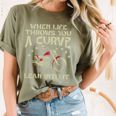 Biker When Life Throws You A Curve Motorcycle T-Shirt for Men and Women Casual Tee - 7