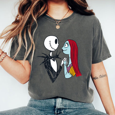 Nightmare Before Christmas Jack and Sally Graphic T-Shirt Unisex Casual Tee Shirt - 7