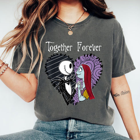Nightmare Before Christmas Jack and Sally Together Graphic T-Shirt for Adults - 9