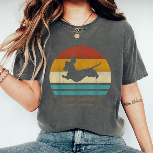 Dachshund Retro Silhouette 70s Grunge Dog Lover T-Shirt Vintage Graphic Top for Men Women - 2