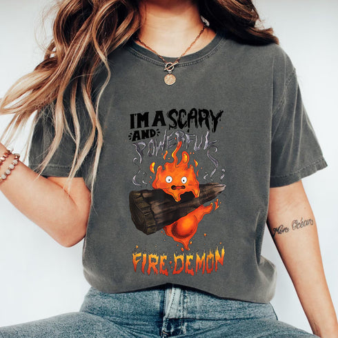 Scary and Powerful Fire Demon T-Shirt for Halloween Costume and Gothic Style Fans - 8