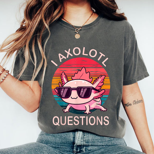 Funny Axolotl T-Shirt with Sunglasses Cute Amphibian Gift for Men Women and Teens - 2
