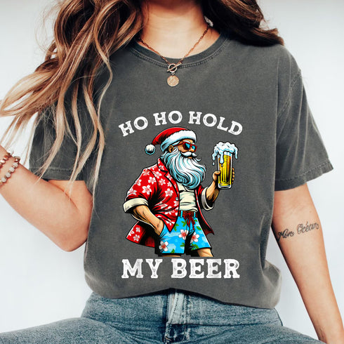 Funny Santa With Sunglasses and Beer Christmas in July T-Shirt Holiday Party Novelty Tee - 6