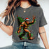 Santa Bigfoot Christmas Tree T-Shirt Funny Sasquatch Holiday Xmas Lights Graphic Tee - 2
