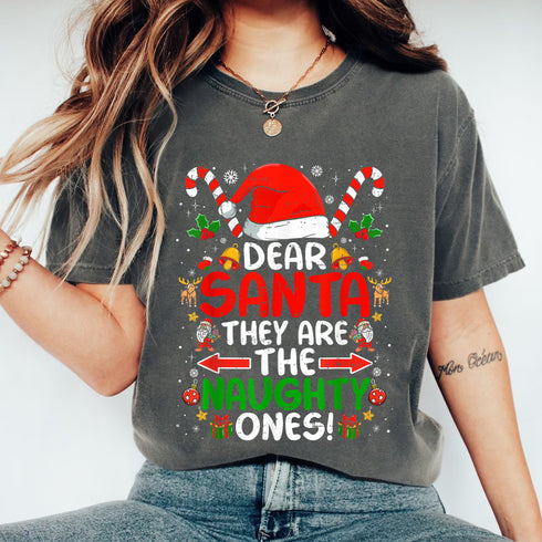 Dear Santa They Are The Naughty Ones Funny Christmas T Shirt Holiday Gift for Men and Wome - 9