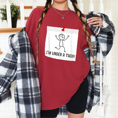 Im Under A Tack Attack Funny Stick Figure Graphic T-Shirt for Adults Men Women Unisex - 4