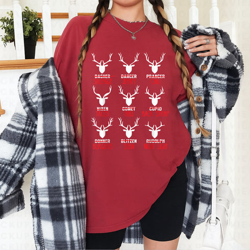 Funny Christmas Deer Hunters T-Shirt All of Santas Reindeer Holiday Gift for Men and Women - 3