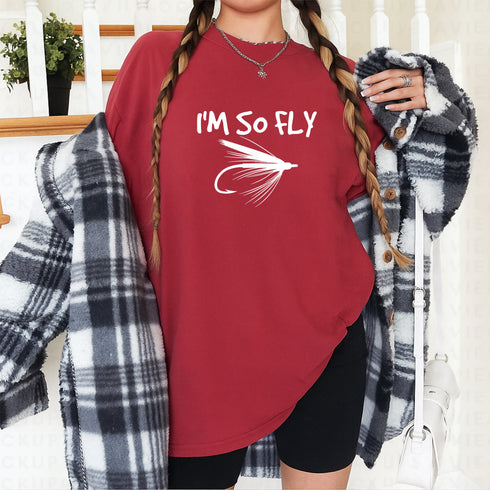 Funny Fly Fishing T-Shirt Im So Fly Fisherman Gift for Men and Women Casual Outdoor Tee - 7