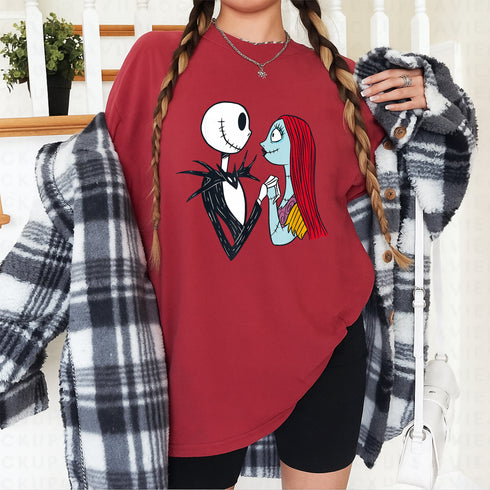 Nightmare Before Christmas Jack and Sally Graphic T-Shirt Unisex Casual Tee Shirt - 5