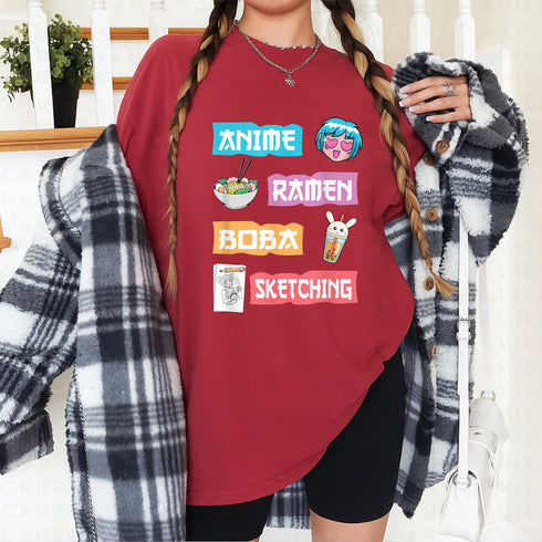 Kawaii Anime Manga T-Shirt Gift Ideas for Teen Girls and Women Cute Anime Lover Merch Blac - 8