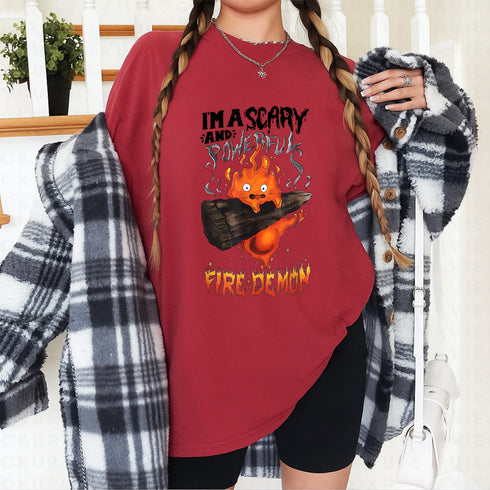 Scary and Powerful Fire Demon T-Shirt for Halloween Costume and Gothic Style Fans - 9