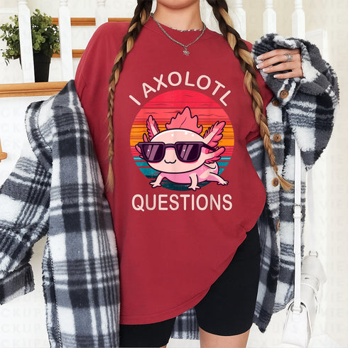 Funny Axolotl T-Shirt with Sunglasses Cute Amphibian Gift for Men Women and Teens - 8