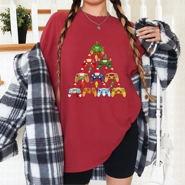 Christmas Video Game Controller Tree T-Shirt Funny Unisex Gamer Gift Black Small - 2