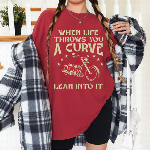Biker When Life Throws You A Curve Motorcycle T-Shirt for Men and Women Casual Tee - 2