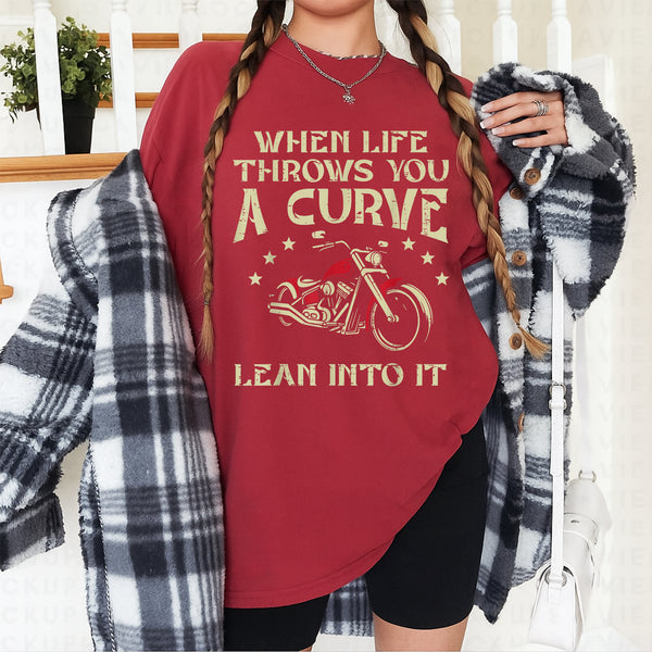 Biker When Life Throws You A Curve Motorcycle T-Shirt for Men and Women Casual Tee - 2