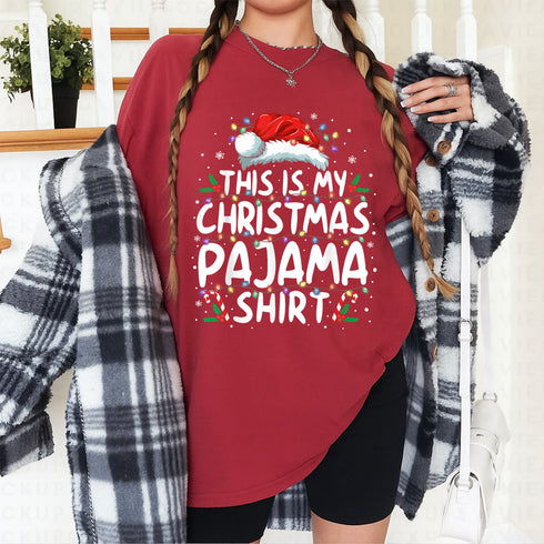 Funny Christmas Pajama Shirt for Men and Women Comfy Holiday Xmas PJs T Shirt Gift - 48