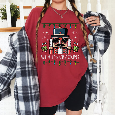 Funny Christmas Nutcracker Whats Crackin T-Shirt Xmas Holiday Tee for Men and Women - 48